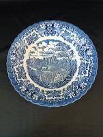 Angol kék-fehér Ironstone mélytányér – "Olde Country Castles" (Hostess Tableware)