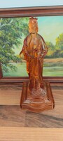 Pink Glass Saint Barbara Candle Holder Statue