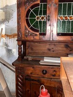Original Art Nouveau Sideboard with Leaded Glass for Sale