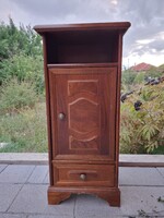 Rustic Filigree Small Space-Saving Drawer Shelf Wooden Nightstand Phone Table