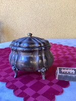 Biedermeier alpakka fedeles cukor doboz.