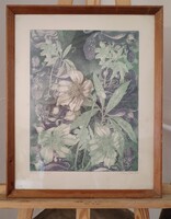 Bela Tassy's Beautiful Flower Still Life Copper Engraving 42x52 cm with Frame