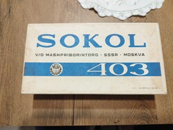 SOKOL 403 típusú szovjet gyártmányú, retró tranzisztoros rádió eredeti doboza