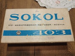 SOKOL 403 típusú szovjet gyártmányú, retró tranzisztoros rádió eredeti doboza