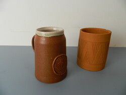 2 pcs signed retro ceramic glasses (Eastern Bloc - GDR and Bulgaria)