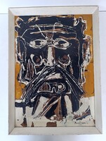 Antik kortárs festmény Dózsa György magyar olaj farost Somogyi István 1973 szigóval keretében 924