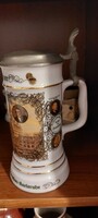 German Tin-Lidded Historical Beer Mug