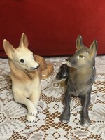 Hollóházi porcelán kutyafigurák – 2 db