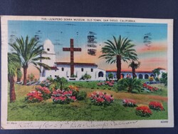 Régi   képeslap San Diego – Junípero Serra Museum, Old Town 1941
