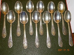 OLD 12 PC SILVER TEA SPOON SET WITH BAROQUE MOTIF