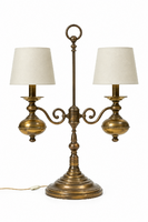 Double-arm, copper / bronze table lamp – classicist decorative Spanish piece, empire style