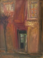 Éva Krajcsovics (1947 - ) Window painting from the Képcsarnok series with Original Guarantee!
