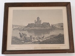 Rochbock Original Steel Engraving: Esztergom from Párkány 1860