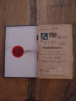 Régi munkakönyv , női kalapossegéd kiskönyve az 1920-as évekből, papírrégiség