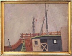 Szász Endre Bulgarian Joseph (1928 - 1986) Columbus Ship Painting with Original Guarantee!