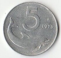 Régi olasz pénz, 5 líra