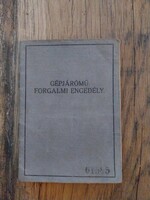 Gépjármű forgalmi engedély, Opel típusú autóhoz az 1930-as évekből, papírrégiség