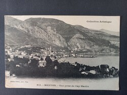 Antik  képeslap Franciaország Menton, panoráma a Cap Martin-fokról, kb. 1910