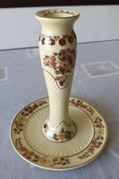 Zsolnay Candle Holder, Floral Pattern, Hand-Painted, Gilded, Numbered for Sale