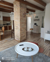 Three-legged round white design coffee table made in Malaysia