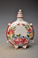 Hollóházi city water jug with lid, hand-painted.. 15 cm. Signed