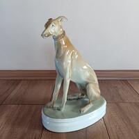 Régi Zsolnay porcelán agár kutya figura