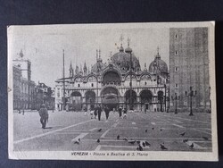 Régi képeslap Velence – Szent Márk tér és Szent Márk-bazilika, Olaszország 1930