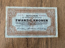 Csehszlovákia Warnsdorf 20 Korona 1918 F+
