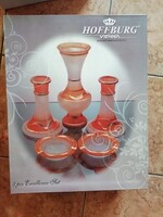 Hoffburg Vienna márkájú, 5 részes kézműves üveg garnitúra