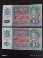 Sor követő Hibátlan UNC 10 Korona