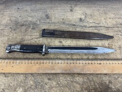 -AX989- Régi J.Sch. Mauser K98 bajonett fém tokkal bakelit szurony katonai tőr kard militária II vh