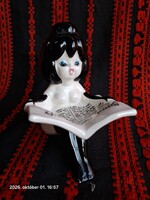 Vintage Kerámia Hamutartó / Kínáló – Újságot olvasó lány (Gyűjtői darab!
