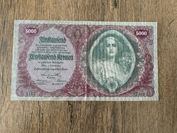 Ausztria 5000 Korona 1922 XF-