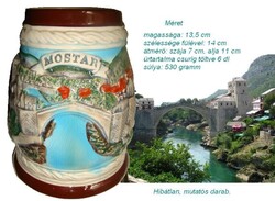 Mostar domborműves kerámia korsó, látványos nagy bögre
