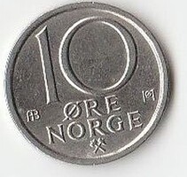 Régi norvég pénz, 10 öre