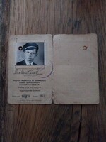 Magyar mérnökök és technikusok szakszervezeti igazolványa 1945 , papírrégiség