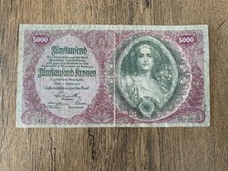 Ausztria 5000 Korona 1922 F