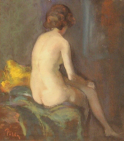 GUARANTEED ORIGINAL BEAUTIFUL PÁLDY ZOLTÁN /1884-1939/ FEMALE NUDE: WAITING