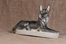 Drasche XL porcelain German Shepherd dog figurine, Hungary before 1950