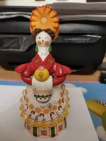 Eredeti dimkovói "Asszonyság kenyérrel-sóval" agyag figura, Kolcsanova mesterműve