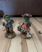 Kerámia béka pár, dekorációs figura