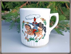 Ritka, Zsolnay porcelán, huszár, János Vitéz mintás bögre