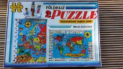 Retro 2x100 darabos Földrajzi puzzle/oktató, fejlesztó játék/1991 előtti Szovjetunió szerepel  rajta