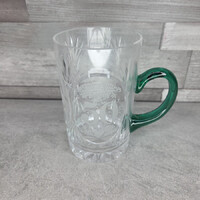 Cut lead crystal 50th anniversary mug with green handle