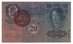 1913 20 korona MO bélyegzés UNC