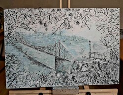 Budapest, Liberty Bridge, Contemporary / Expressive-graphic