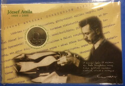 2005 József Attila 10,- elsőnapi veret, fóliában, sorszáma 03514 - Ritka