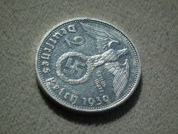 Németország, horogkeresztes ezüst birodalmi 2 Márka (Reichsmark), 1939 G