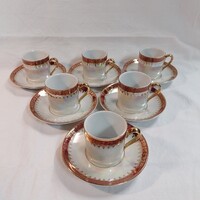 Vintage PM Martinroda GDR lüszter mázas porcelán mokkás/eszpresszó készlet (6 db)