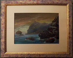 Antal Neogrády 1861-1942: Rocky Seaside, With Guarantee and Invoice